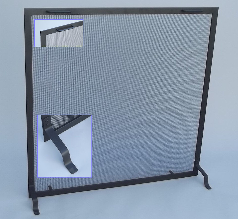 sa 100 flat panel fireplace screen with plain handles and plain feet (bolt on for shipping)